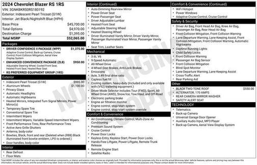 Iridescent Pearl Tricoat 2024 Chevrolet Blazer RS