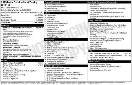 Ebony Twilight Metallic 2025 Buick Envision Sport Touring