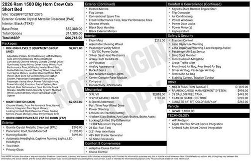 2026 RAM 1500 Big Horn/Lone Star