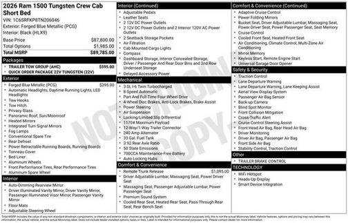 2026 RAM 1500 Tungsten