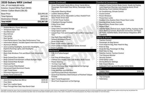 2020 Subaru WRX Limited