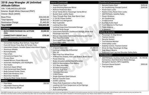 2018 Jeep Wrangler JK Unlimited Altitude