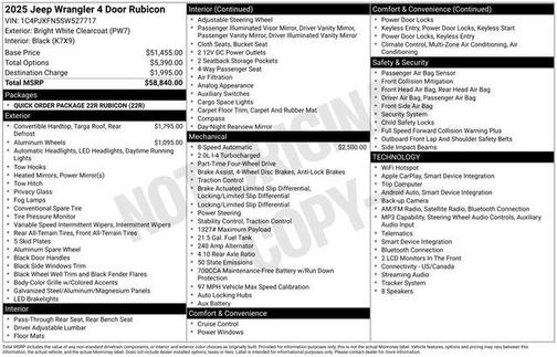 Bright White Clearcoat 2025 Jeep Wrangler Rubicon