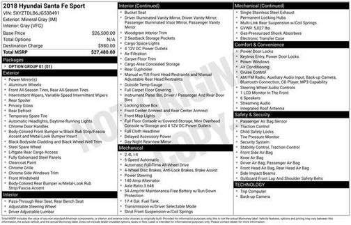 2018 Hyundai Santa Fe Sport 2.4L