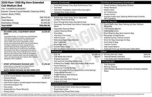 2020 RAM 1500 Big Horn