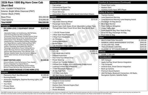 2026 RAM 1500 Big Horn/Lone Star