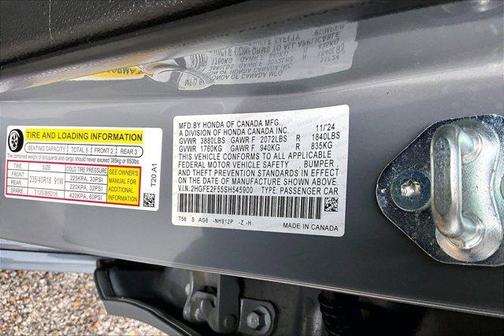 Gray 2025 Honda Civic Sport