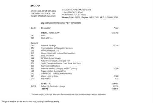 Black 2023 Mercedes-Benz E-Class E 350 RWD Sedan