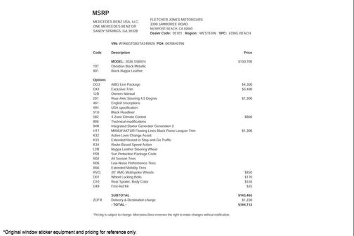 2026 Mercedes-Benz S-Class S 580 4MATIC