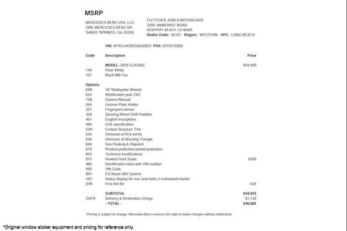 2025 Mercedes-Benz CLA 250 Base
