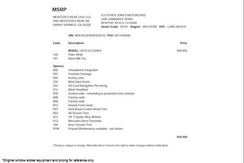 2019 Mercedes-Benz GLC 350e 4MATIC