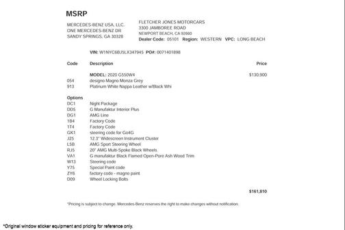 2020 Mercedes-Benz G-Class 4MATIC