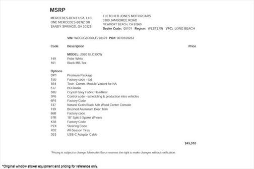 2020 Mercedes-Benz GLC 300 Base