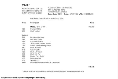 2016 Mercedes-Benz E-Class E 400