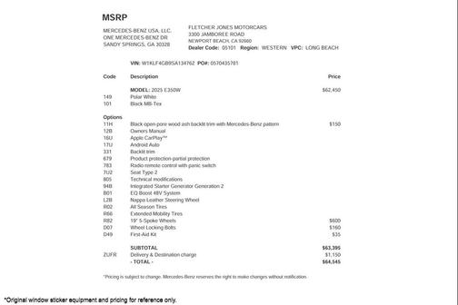 2025 Mercedes-Benz E-Class E 350 RWD Sedan