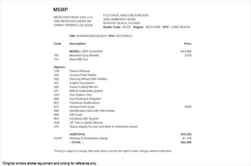 2025 Mercedes-Benz GLA 250 4MATIC