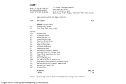 Obsidian Black Metallic 2023 Mercedes-Benz EQS 580 4MATIC