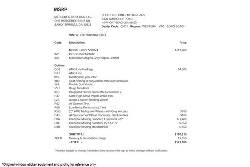 2022 Mercedes-Benz S-Class S 580 4MATIC