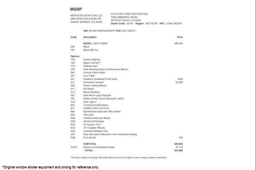 2025 Mercedes-Benz C-Class C 300 Sedan