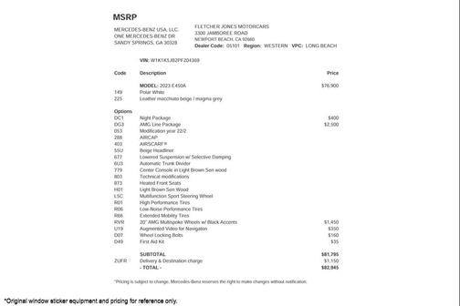 2023 Mercedes-Benz E-Class E 450