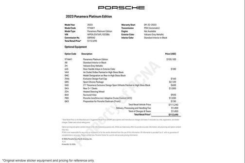 Volcano Grey Metallic 2023 Porsche Panamera Platinum Edition