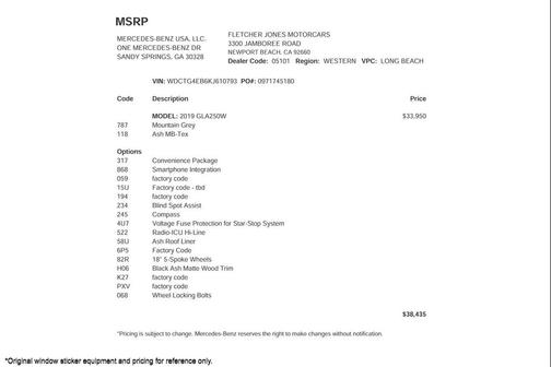 2019 Mercedes-Benz GLA 250 Base