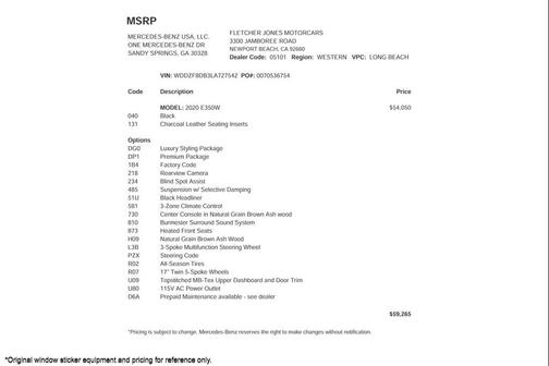 2020 Mercedes-Benz E-Class E 350 RWD Sedan