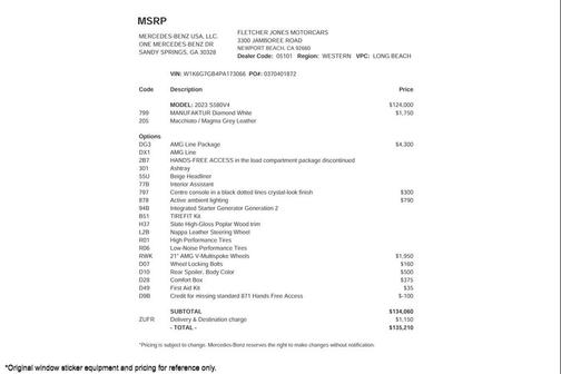 2023 Mercedes-Benz S-Class S 580 4MATIC