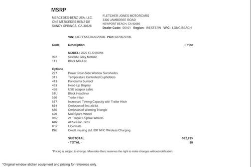 Selenite Grey Metallic 2022 Mercedes-Benz GLS 450 4MATIC