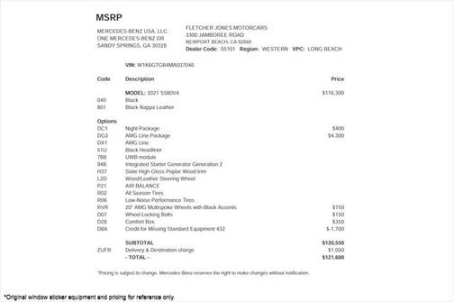 2021 Mercedes-Benz S-Class S 580 4MATIC