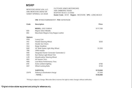2022 Mercedes-Benz S-Class S 580 4MATIC