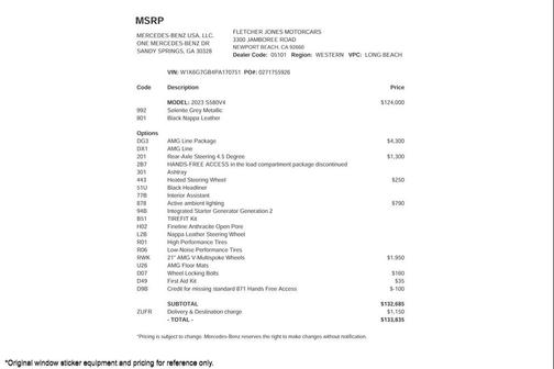 2023 Mercedes-Benz S-Class S 580 4MATIC