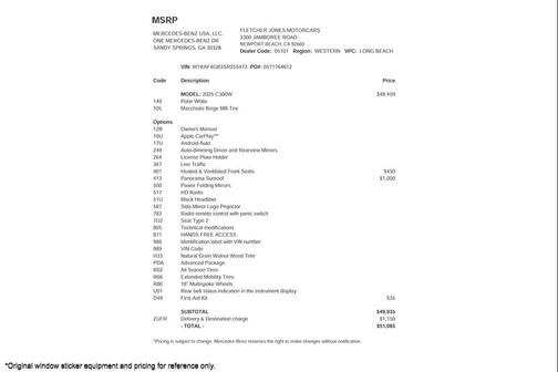 2025 Mercedes-Benz C-Class C 300 Sedan