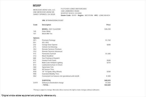 2021 Mercedes-Benz GLA 250 Base 4MATIC