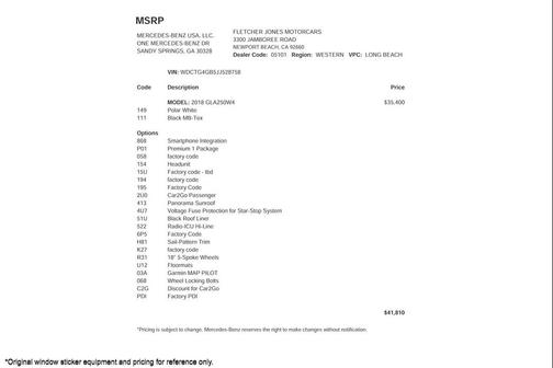 2018 Mercedes-Benz GLA 250 4MATIC