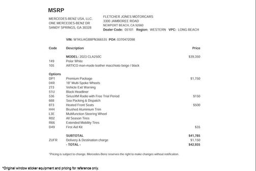 2023 Mercedes-Benz CLA 250 Base