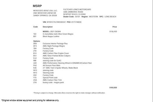 2021 Mercedes-Benz AMG G 63 4MATIC