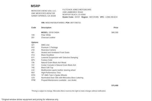 Polar White 2018 Mercedes-Benz E-Class E 400