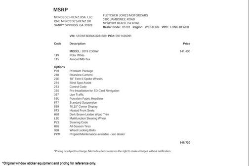 2019 Mercedes-Benz C-Class C 300 Sedan