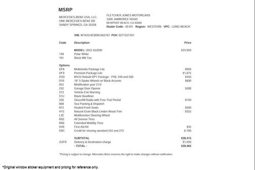 2022 Mercedes-Benz A-Class A 220