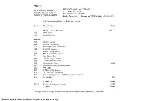 2025 Mercedes-Benz GLA 250 4MATIC