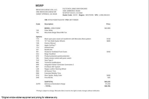 2026 Mercedes-Benz E-Class E 350 RWD Sedan