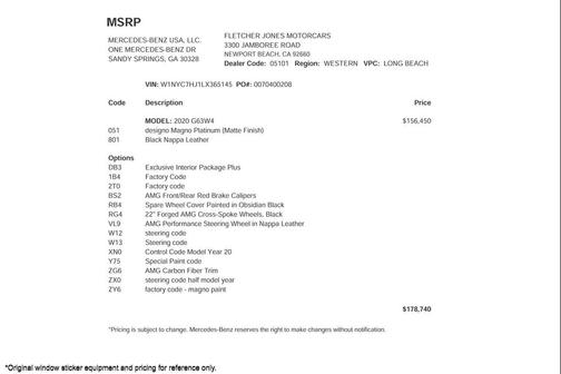 2020 Mercedes-Benz AMG G 63 4MATIC