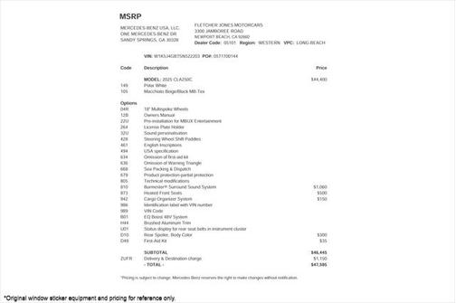 2025 Mercedes-Benz CLA 250 Base