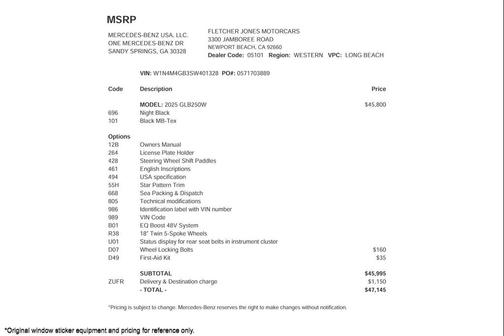 2025 Mercedes-Benz GLB 250 Base