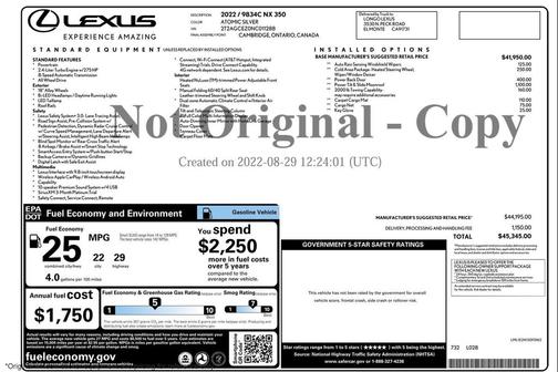 2022 Lexus NX 350 NX 350