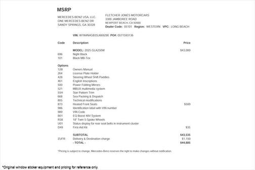 2025 Mercedes-Benz GLA 250 4MATIC