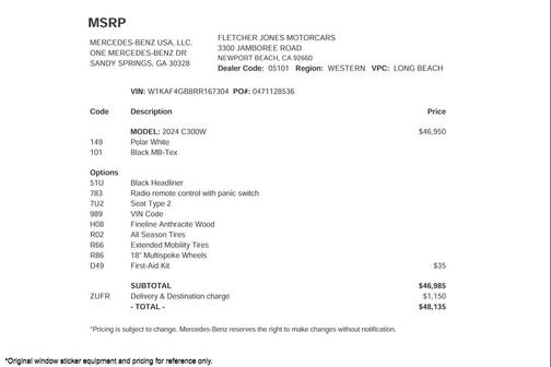 2024 Mercedes-Benz C-Class C 300 Sedan