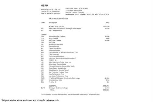 2024 Mercedes-Benz S-Class S 580 4MATIC