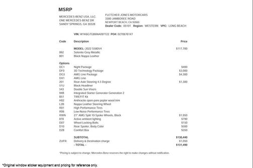 2022 Mercedes-Benz S-Class S 580 4MATIC